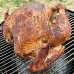Smoked turkey on a grill
